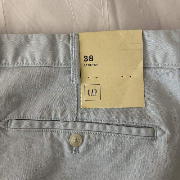 GAP Light Blue Clean Cut Flat Front 100% Cotton Shorts Men 38 Khaki Chino 7" - Picture 8 of 8